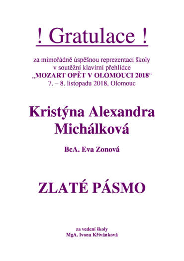 Mozart opět v Olomouci 2018