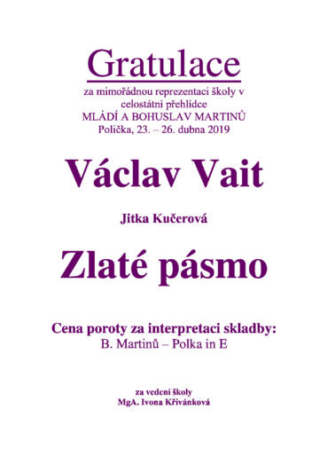 Mládí a Bohuslav Martinů Polička