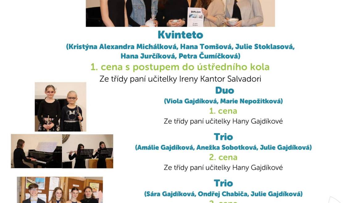 Krajské kolo soutěže ZUŠ ČR v komorní hře s převahou dechových nástrojů – dřevěné dechové nástroje