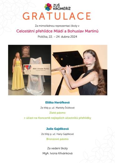 Celostátní přehlídka Mládí a Bohuslav Martinů
