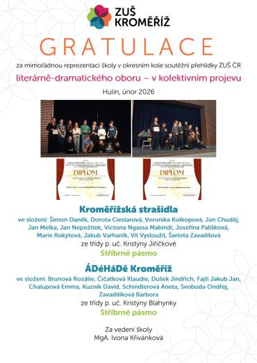 Soutěžní přehlídka ZUŠ ČR  literárně-dramatického oboru v kolektivním projevu