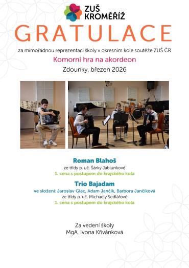 Okresní kolo ZUŠ ČR ve hře na akordeon