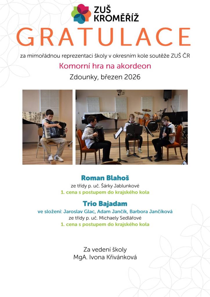 Okresní kolo ZUŠ ČR ve hře na akordeon