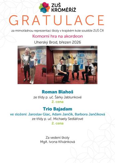 Krajské kolo soutěže ZUŠ ČR ve hře na akordeon