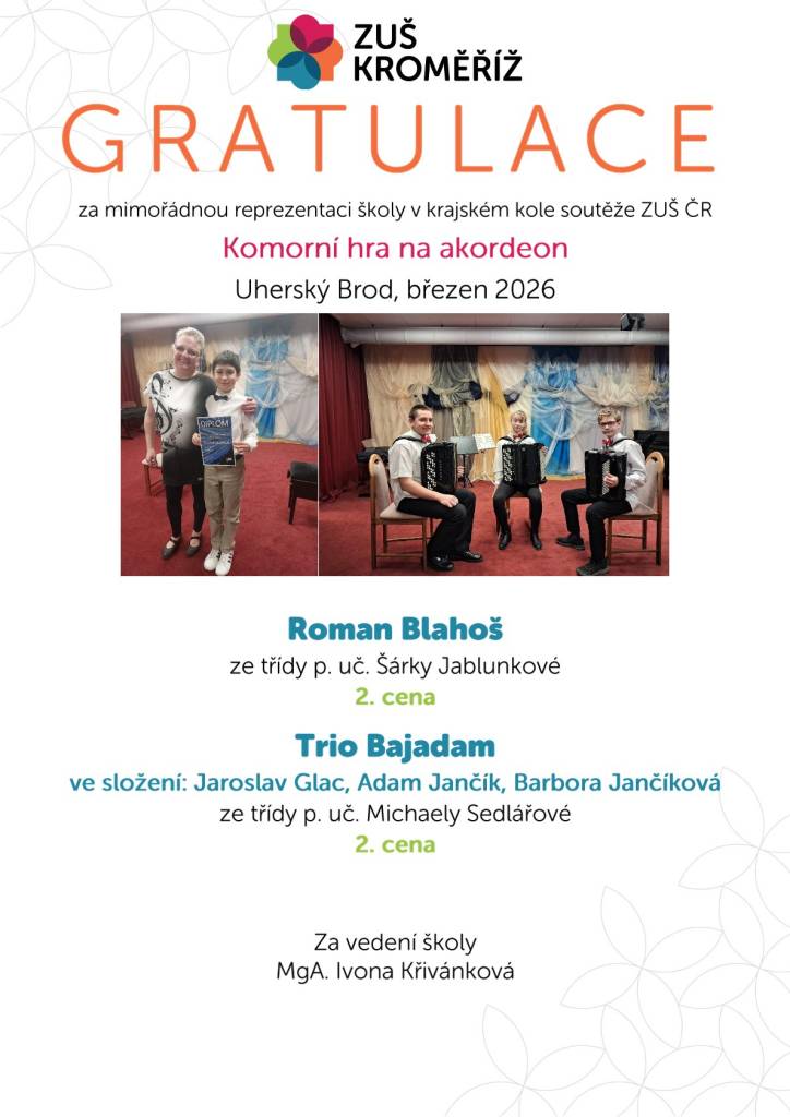 Krajské kolo soutěže ZUŠ ČR ve hře na akordeon