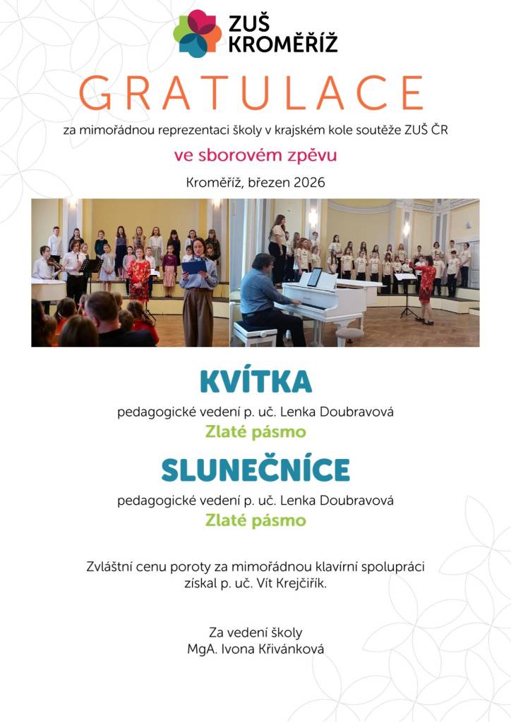 Krajské kolo soutěže ZUŠ ČR ve sborovém zpěvu