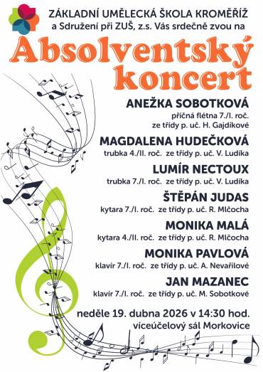 Pozvánka na absolventské koncerty – pobočka Morkovice-Slížany