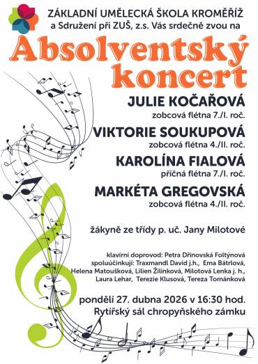 Pozvánka na absolventský koncert – pobočka Chropyně
