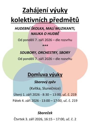 Zahájení výuky kolektivních předmětů