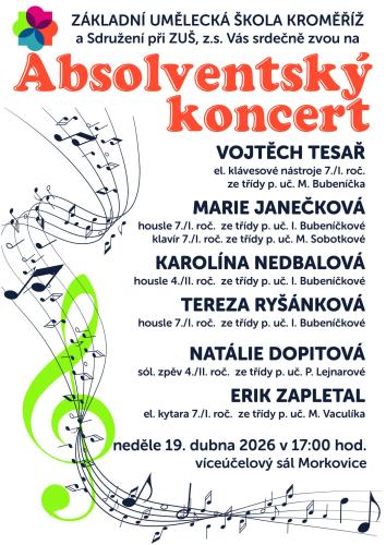 Absolventský koncert (pobočka Morkovice-Slížany) 19. 4. 2026 17:00